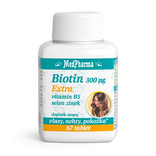 Biotin 300 µg Extra, vitamin B5, selen, zinek | MEDPHARMA 