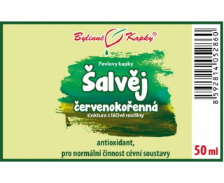 ŠALVĚJ ČERVENOKOŘENNÁ kapky (tinktura) 50ml | Bylinné kapky 