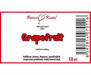 GRAPEFRUIT 100% přírodní silice 10ml | Bylinné kapky 