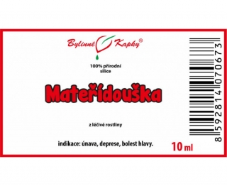 MATEŘÍDOUŠKA 100% přírodní silice 10ml | Bylinné kapky 